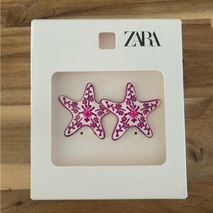 Zara Coloured metal sea star Push-back and clip closure Earrings NWT